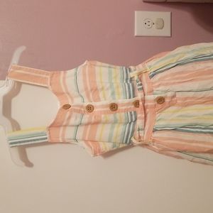 Carter's pink, white, teal & yellow sleeveless striped dress. 6/6X. Like new.